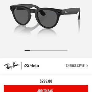 NWT RAY-BAN | META HEADLINER. Black/charcoal grey color way.